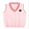Yimutian Boys Girls V-Neck Knitted Sweater Vest School Uniform Kids Knit Sweater Vest Sleeveless Pullover Waistcoat Pink 8-9 Years view 1