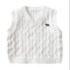 Yimutian Toddler Boys Girls V Neck Knitted Sweater Vest Kids Knitted Vest Cotton Embroidery Doggy Pattern Knitwear Jumpers White 2-3T view 1