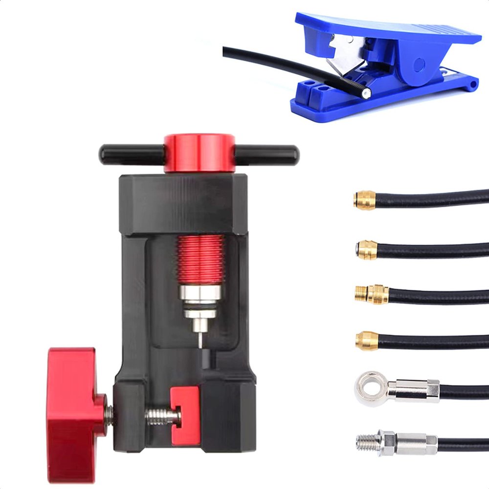 ALEOED Upgraded Needle Driver Insertion Tool with Hydraulic Hose Cutter for Bicycle MTB Road Bike Olive Banjo Fitting Insert Install