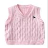 Yimutian Toddler Boys Girls V Neck Knitted Sweater Vest Kids Knitted Vest Cotton Embroidery Doggy Pattern Knitwear Jumpers Pink 5-6 Years view 1