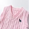 Yimutian Toddler Boys Girls V Neck Knitted Sweater Vest Kids Knitted Vest Cotton Embroidery Doggy Pattern Knitwear Jumpers Pink 5-6 Years view 3