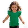 Sanpersonlin Toddler Baby Girl Solid Color T Shirt Kids Blouse Basic Plain Ruffle Top Cotton Casual Clothes (0021E-Short Sleeve Green, 4-5 Years) view 1