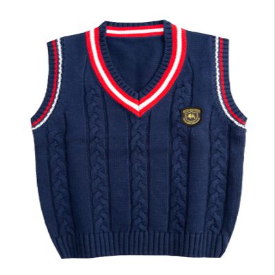 Yimutian Boys Girls V-Neck Knitted Sweater Vest School Uniform Kids Knit Sweater Vest Sleeveless Pullover Waistcoat Royal Blue 4-5T