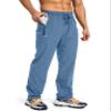 Pudolla Men's Workout Athletic Pants Elastic Waist Jogging Running Pants for Men with Zipper Pockets (Lichen Blue Large) view 1