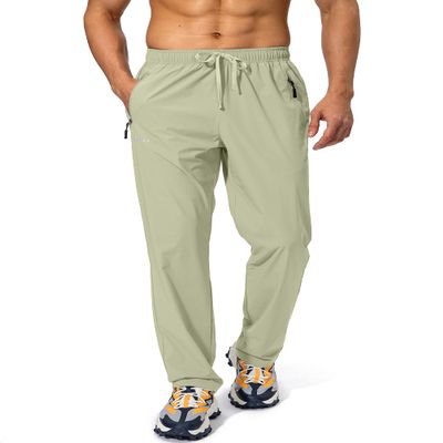 Pudolla Men's Workout Athletic Pants Elastic Waist Jogging Running Pants for Men with Zipper Pockets (Light Green-XX-Large)