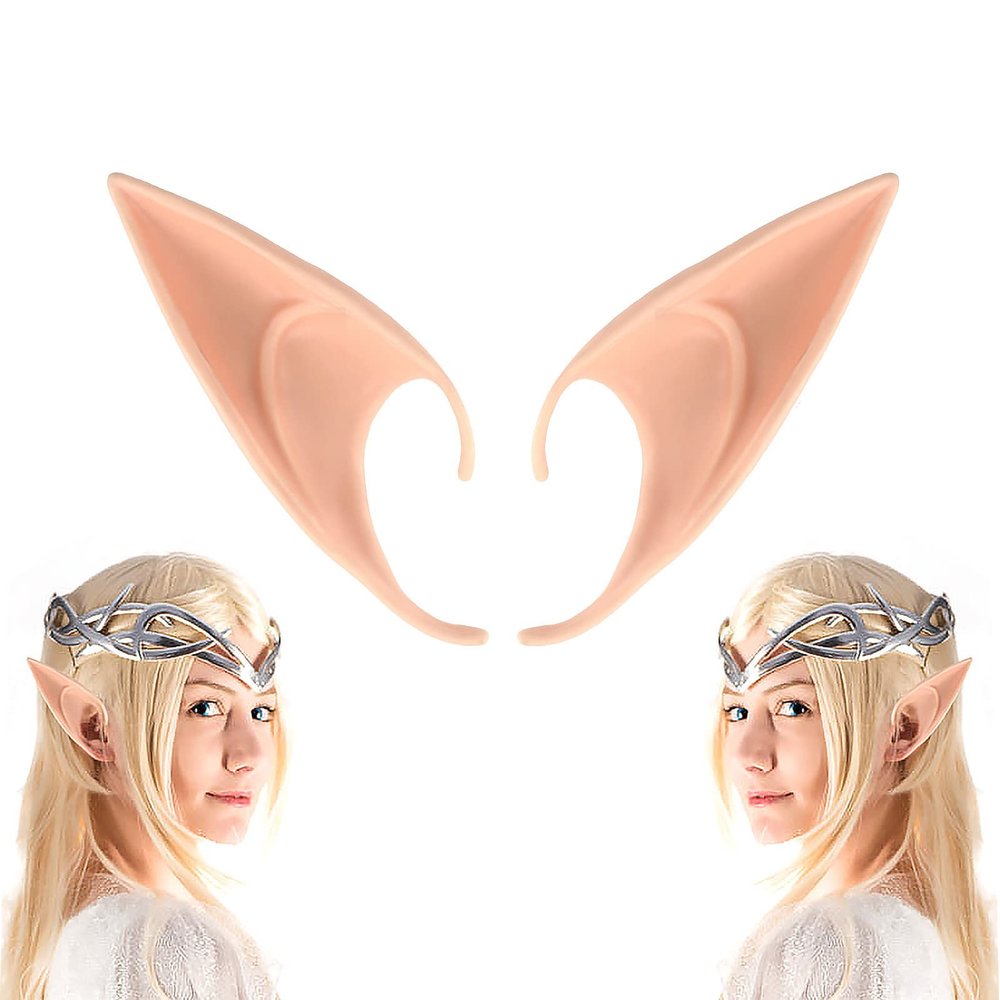 CEDAR BRIGHT Elf Ears Cosplay Masquerade Accessories - Kids&Adult Soft Pointed Ear Tips Anime Party Dress Up Costume Fairy Pixie for Halloween Christmas Party