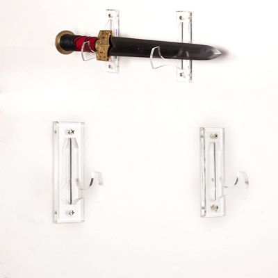 WANLIAN Sword Wall Mount Acrylic Wall Mounted Hook Samurai Sword Stand Display Stand Support All Swords Blak(1 pairs) (Clear)