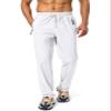 Pudolla Men's Workout Athletic Pants Elastic Waist Jogging Running Pants for Men with Zipper Pockets (White Large) view 2