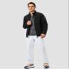 Pudolla Men's Workout Athletic Pants Elastic Waist Jogging Running Pants for Men with Zipper Pockets (White Large) view 3