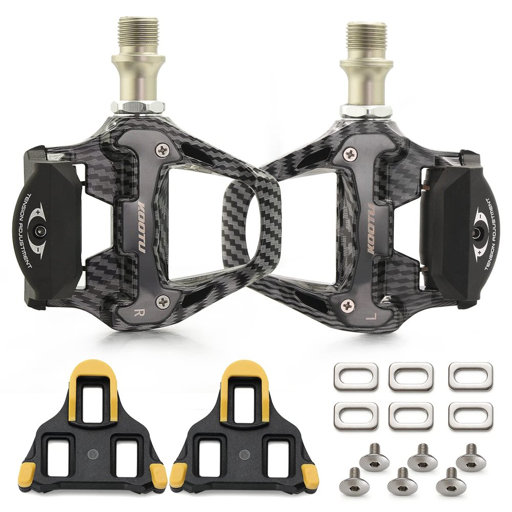 KOOTU SPD Bike Pedals 9/16" Universal Road Bike Pedals Bicycle Platform Pedals Clipless Pedals Suitable for Road Bike Spin Bike MTB Indoor Bike