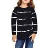 Girls Casual Long Sleeve T Shirts Crewneck Tunic Tops 4-13Y Kids Button Solid Tee Blouses Fall (Black-3, 12-13 Years) view 1