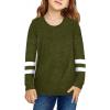 Girls Casual Long Sleeve T Shirts Crewneck Tunic Tops 4-13Y Kids Button Solid Tee Blouses Fall (Green-2, 4-5 Years) view 4
