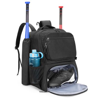 DSLEAF Baseball Bag Backpack with 2 Bat Sleeves, Softball Equipment Bag for Adults with Separate Shoe Compartment Up to US Mens 13