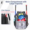 DSLEAF Baseball Bag Backpack with 2 Bat Sleeves, Softball Equipment Bag for Adults with Separate Shoe Compartment Up to US Mens 13 view 2