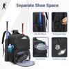 DSLEAF Baseball Bag Backpack with 2 Bat Sleeves, Softball Equipment Bag for Adults with Separate Shoe Compartment Up to US Mens 13 view 3