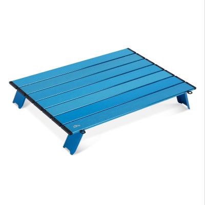 iClimb Ultralight Compact Mini Beach Picnic Folding Alu. Table with Carry Bag, Two Size (Blue - L)