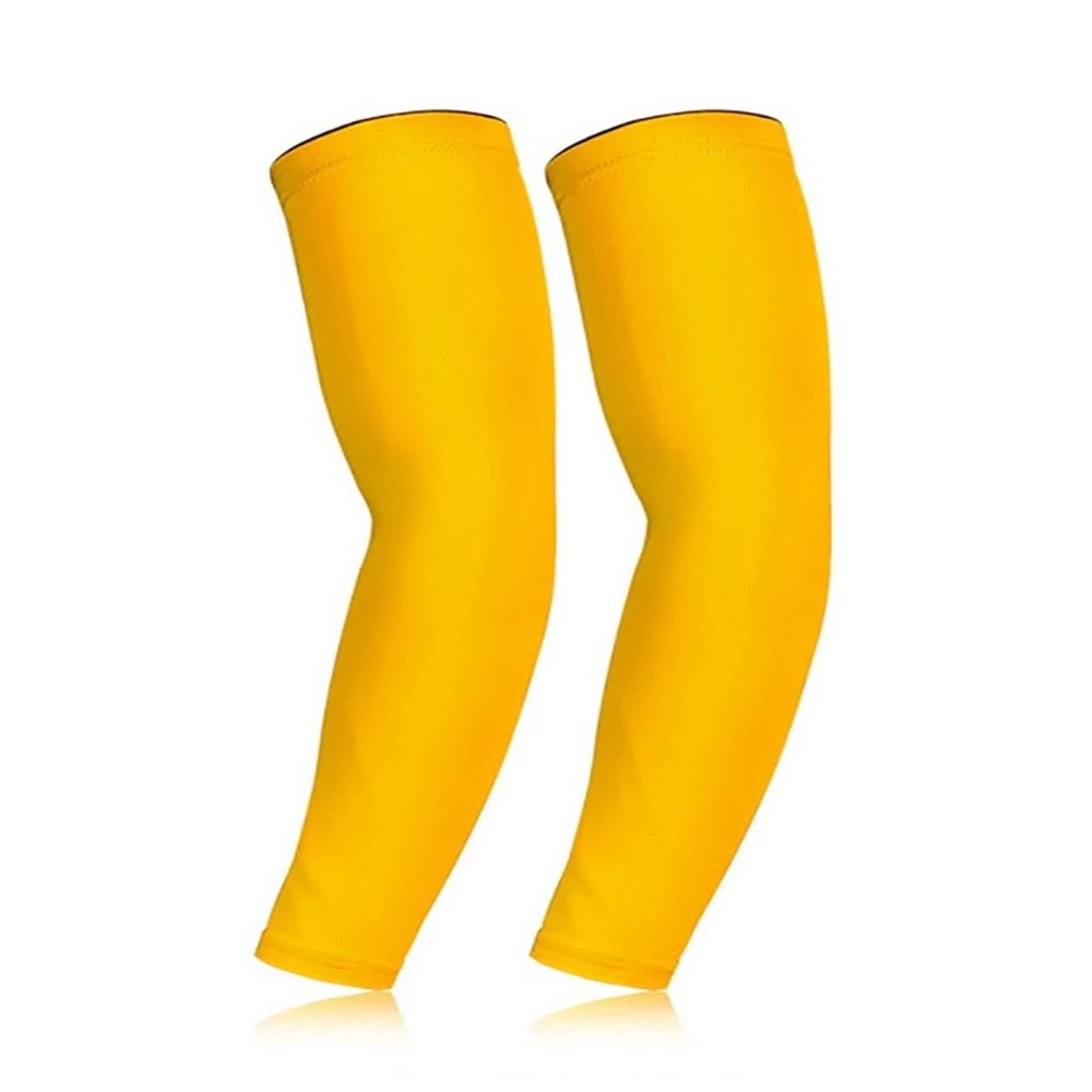 Mcolics Compression Cooling Arm Sleeve UV Sun Protection Elbow Shooter Sleeves For Men Women Cycling Basketball Running Golf (Yellow, Large)