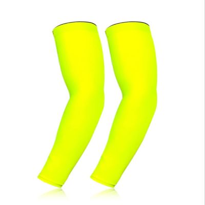 Mcolics Compression Cooling Arm Sleeve UV Sun Protection Elbow Shooter Sleeves For Men Women Cycling Basketball Running Golf (Fluorescent Green, X-Large)