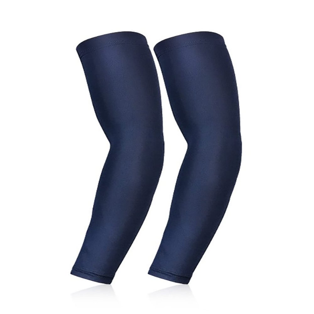 Mcolics Compression Cooling Arm Sleeve UV Sun Protection Elbow Shooter Sleeves For Men Women Cycling Basketball Running Golf (Dark Blue, Medium)