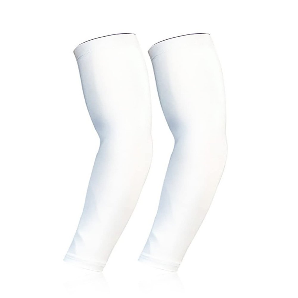 Mcolics Compression Cooling Arm Sleeve UV Sun Protection Elbow Shooter Sleeves For Men Women Cycling Basketball Running Golf (White, X-Large)