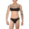 Lace Bra and Panty Set for Men Sexy Low Waist Sissy Panties 2 Piece Underwear Temptation Breathable Lingerie Set (Black,Medium) view 4