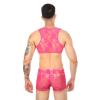 Men's Lace Vest with Shorts Sleeveless Top Mid Rise Panties 2 Piece Lingerie Set See Through Breathable Underwear (Red1,Large) view 3