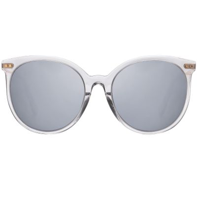 DUCO Oversized Polarized Sunglasses Womens Trendy Mirrored Shades Retro Round Vintage Light Weight UV400 Sun Glasses W016 (33-Transparent Grey Frame Silver Lens)