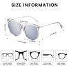 DUCO Oversized Polarized Sunglasses Womens Trendy Mirrored Shades Retro Round Vintage Light Weight UV400 Sun Glasses W016 (33-Transparent Grey Frame Silver Lens) view 3