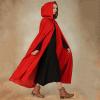 XUNRYAN Womens Cloak Wool Blend Cape Coat Hooded Cloak Maxi Long Cardigans Open Front Poncho Outwear Halloween Costume view 4