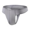 JEsilunmaMY Mens Ice Silk Underwear Solid Low Rise Bulge Pouch G-String Panties Breathable Seamless Sexy Thong Underpants (Grey,XX-Large) view 2