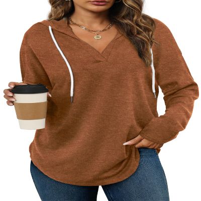 Bofell Fall Fashion 2025 Y2k Sweater Lightweight Hoodies Preppy Clothes for Girls Caramel S