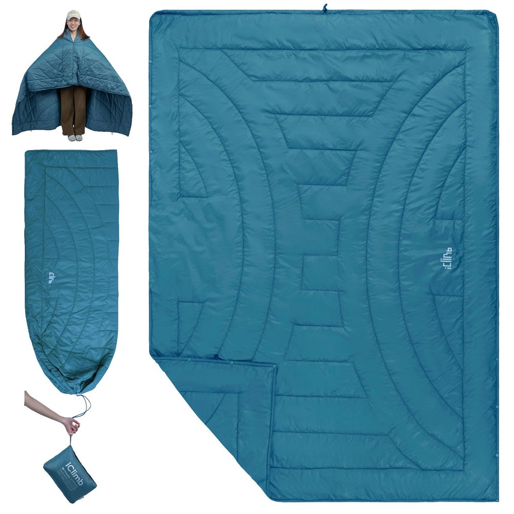 iClimb 3M Thinsulate Insulation Warm Camping Blanket Ultralight Compact (Blue, 1 lb)