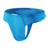 JEsilunmaMY Mens Seamless Underwear Ice Silk Sexy Bulge Low Waist G-String Thong Solid Color Breathable Jockstrap Underpants (Blue1,XX-Large) view 2