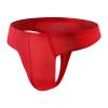JEsilunmaMY Mens Ice Silk Underwear Solid Low Rise Bulge Pouch G-String Panties Breathable Seamless Sexy Thong Underpants (Red,Large) view 2