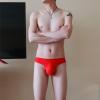 JEsilunmaMY Mens Ice Silk Underwear Solid Low Rise Bulge Pouch G-String Panties Breathable Seamless Sexy Thong Underpants (Red,Large) view 3