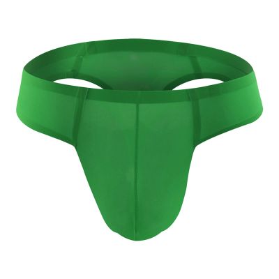 JEsilunmaMY Mens Ice Silk Underwear Solid Low Rise Bulge Pouch G-String Panties Breathable Seamless Sexy Thong Underpants (Green,X-Large)
