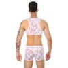 JEsilunmaMY Mens Sleeveless Vest with Shorts Lace Tank Top Mid Rise Panties Sissy Underwear See Through 2 Piece Lingerie Set (White2,X-Large) view 3