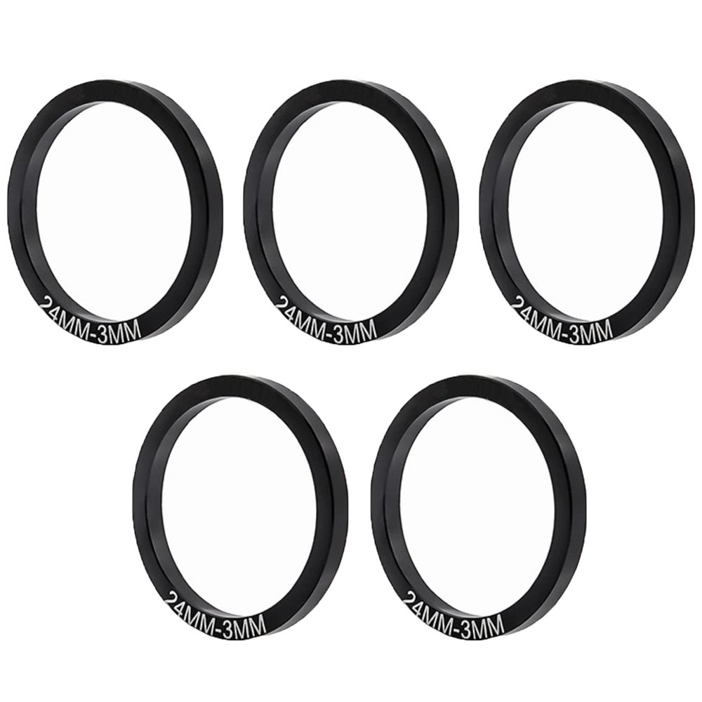 5 Pieces Bike Bottom Bracket Washer Bicycle Ultra-Light Aluminium Alloy Flywheel Hub Spacer Thickness 1mm/2mm/3mm (Dia. 24mm Thickness 3mm)