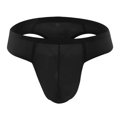 JEsilunmaMY Mens Ice Silk Underwear Solid Low Rise Bulge Pouch G-String Panties Breathable Seamless Sexy Thong Underpants (Black,XX-Large)