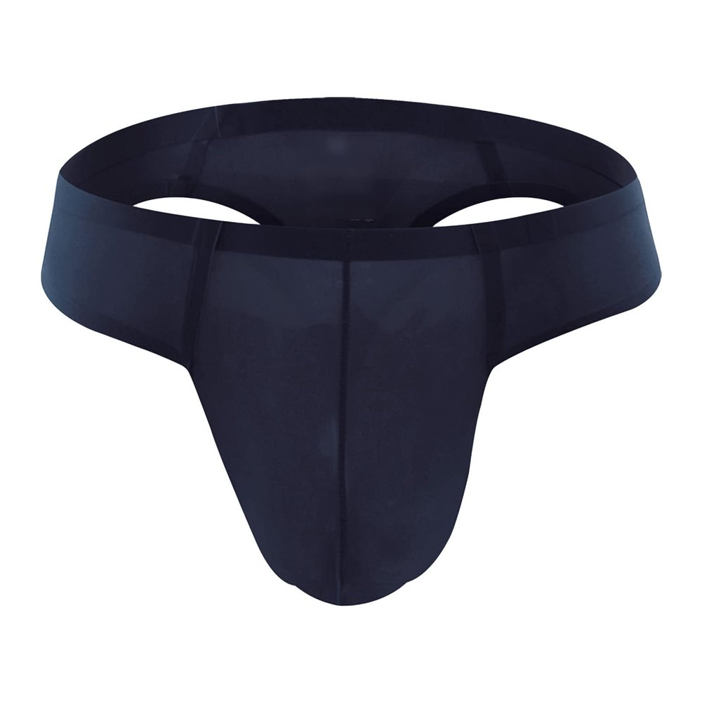 JEsilunmaMY Mens Ice Silk Underwear Solid Low Rise Bulge Pouch G-String Panties Breathable Seamless Sexy Thong Underpants (Blue2,X-Large)