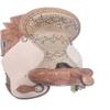 Barrel Racing Western Leather Horse Saddle | Classic Hand Carved Pleasure Trail Racing Horse Saddle with Padded Suede Seat Tack Set (Light Brown-17) view 2