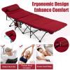 Goplus Camping Cot, Folding Camping Cot with Mattress, Pillow, Carry Bag, Storage Pocket, Camping Bed Military Cot for Home Office Nap Hiking, Heavy-Duty Portable Sleeping Cot for Adults Kids (Wine) view 3