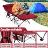 Goplus Camping Cot, Folding Camping Cot with Mattress, Pillow, Carry Bag, Storage Pocket, Camping Bed Military Cot for Home Office Nap Hiking, Heavy-Duty Portable Sleeping Cot for Adults Kids (Wine) view 4