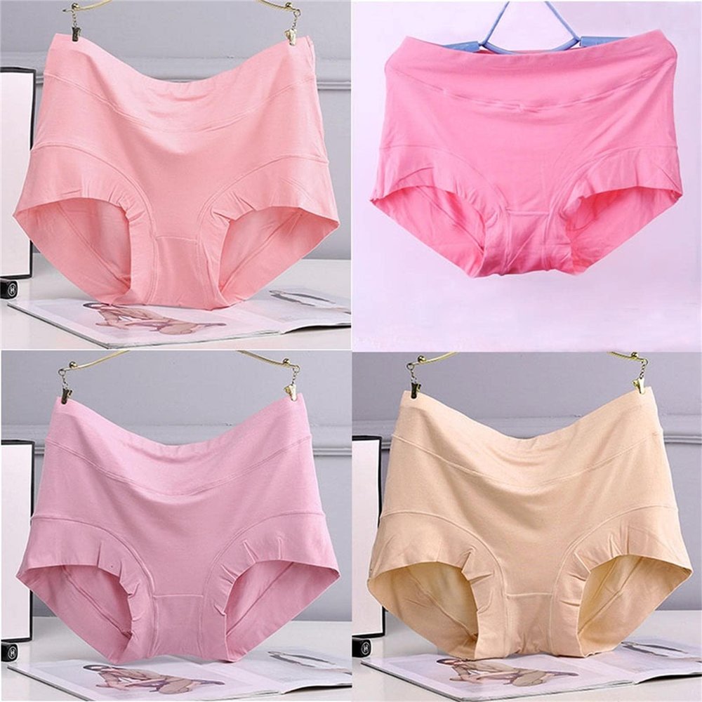 4 Pieces Plus Size Panties Comfortable Modal Lingerie Women Underwear Pretty Panty Elastic Briefs (Color : 11)