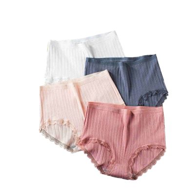 4pcs Women's High Waist Briefs Lace Lingerie Sexy Panties Plus Size Underwear Loose No Trace Summer Shorts Breathable (Color : 10, Size : XX-Large)