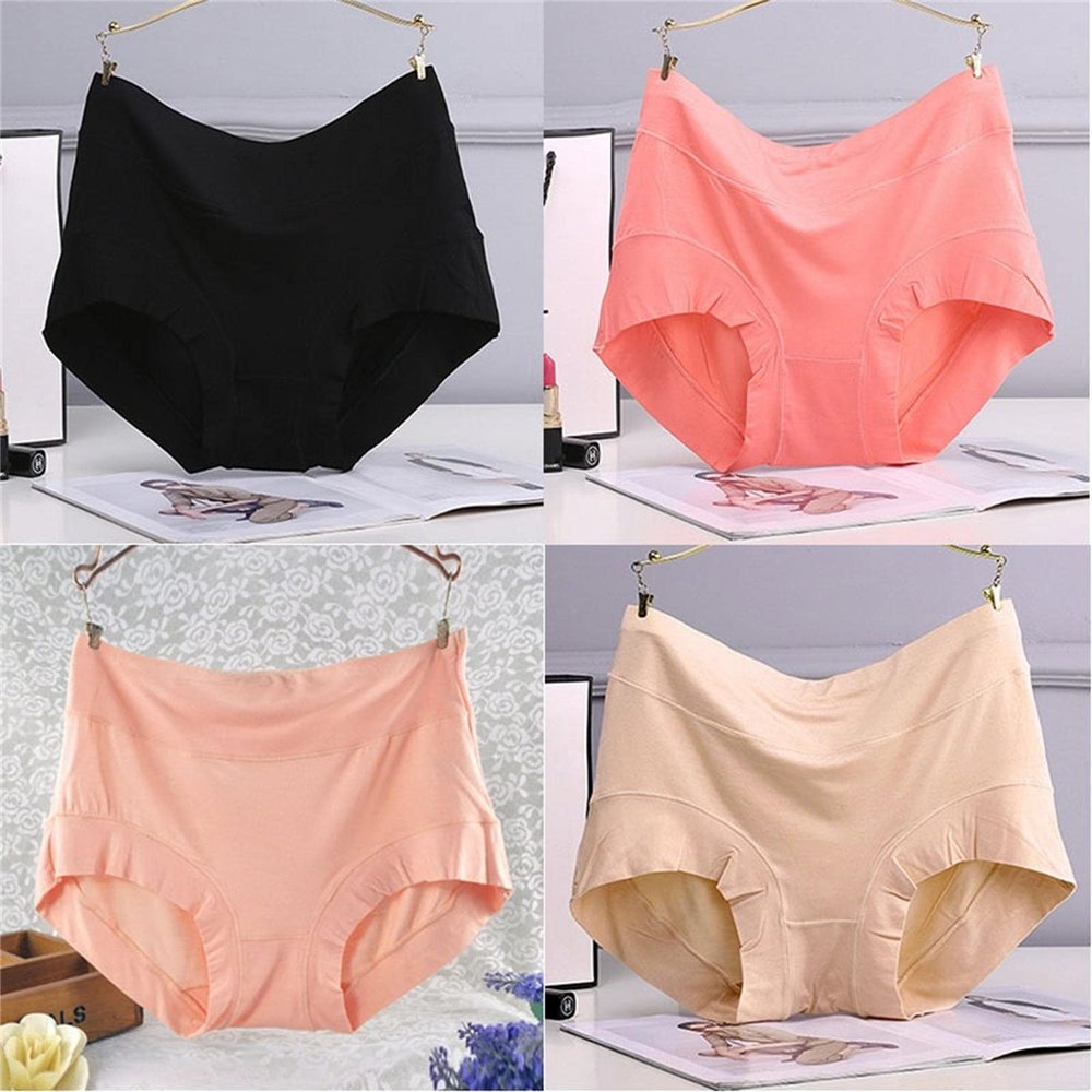 4 Pieces Plus Size Panties Comfortable Modal Lingerie Women Underwear Pretty Panty Elastic Briefs (Color : 14)