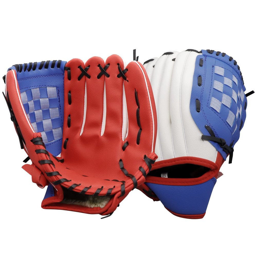 AOUTACC Baseball Gloves Softball Glove,12.5 Player Preferred Wear-Resistant PU Material Softball Fielding Glove,Left Hand Gloves Right Hand Throw for Youth Adult Beginner-Red and Blue Infield