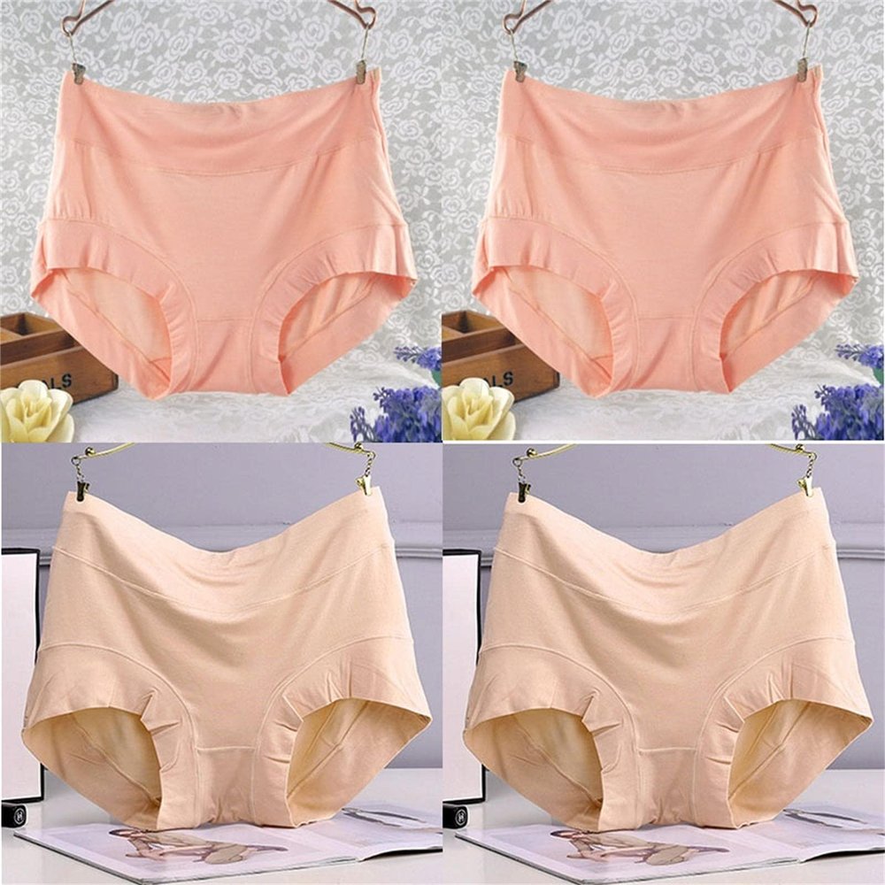 4 Pieces Plus Size Panties Comfortable Modal Lingerie Women Underwear Pretty Panty Elastic Briefs (Color : 10)