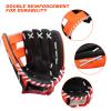 AOUTACC Baseball Gloves Softball Glove,12.5 Player Preferred Wear-Resistant PU Material Thicken Softball Fielding Glove,Left Hand Gloves Right Hand Throw for Youth Adult-Black and Orange Outfield view 3