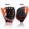 AOUTACC Baseball Gloves Softball Glove,12.5 Player Preferred Wear-Resistant PU Material Thicken Softball Fielding Glove,Left Hand Gloves Right Hand Throw for Youth Adult-Black and Orange Outfield view 4